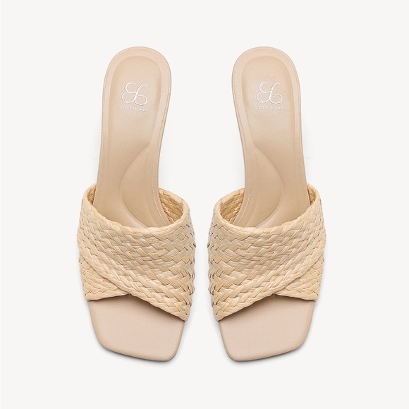 Cosy Island NWT Women’s Natural Ease Raffia Wicker Style Heeled Sandals - Picture 2 of 8